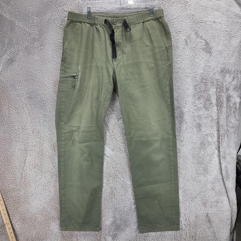 Patagonia Men's Organic Cotton Gi Pants Green Size Large VGC Belted Zip Pocket